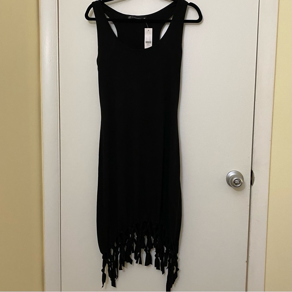 NY&C Black Dress with Fringes, Size XS NWT